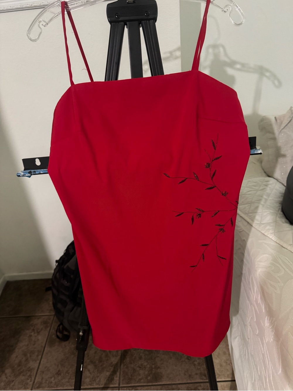 Red Spaghetti-Strap Bodycon Dress